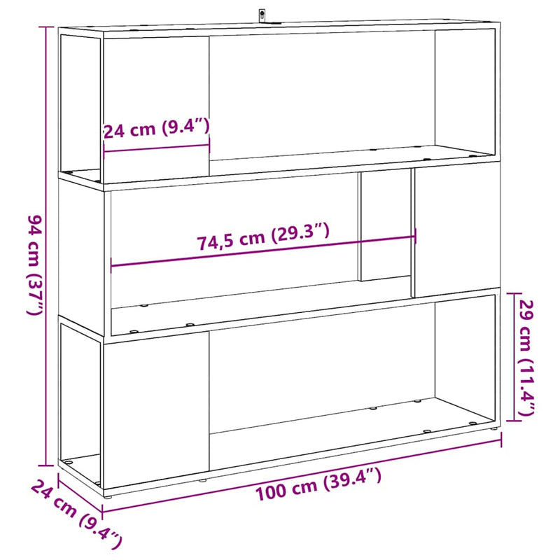 Bücherregal/Raumteiler Artisan-Eiche 100x24x94 cm