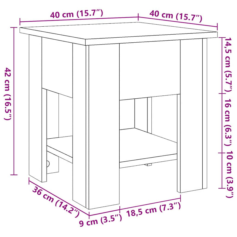 Couchtisch Artisan-Eiche 40x40x42 cm Holzwerkstoff