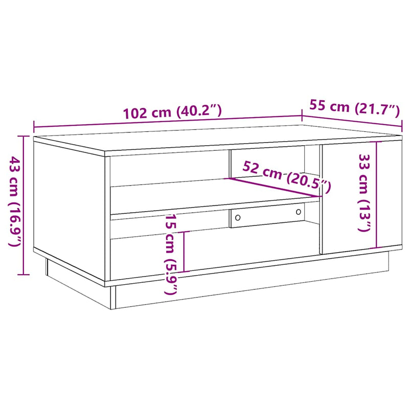 Couchtisch Artisan-Eiche 102x55x43 cm Holzwerkstoff