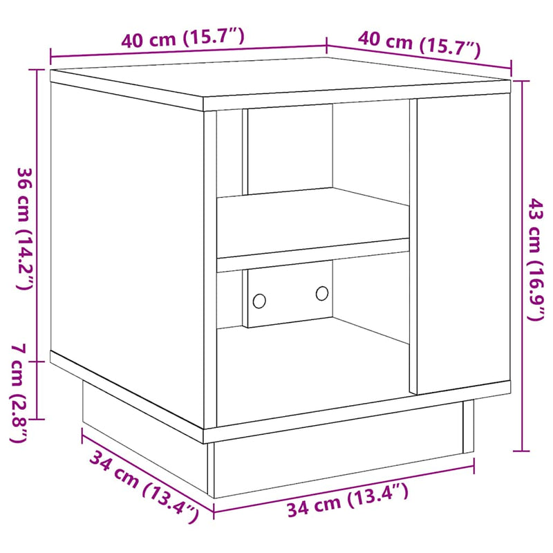 Couchtisch Artisan-Eiche 40x40x43 cm Holzwerkstoff