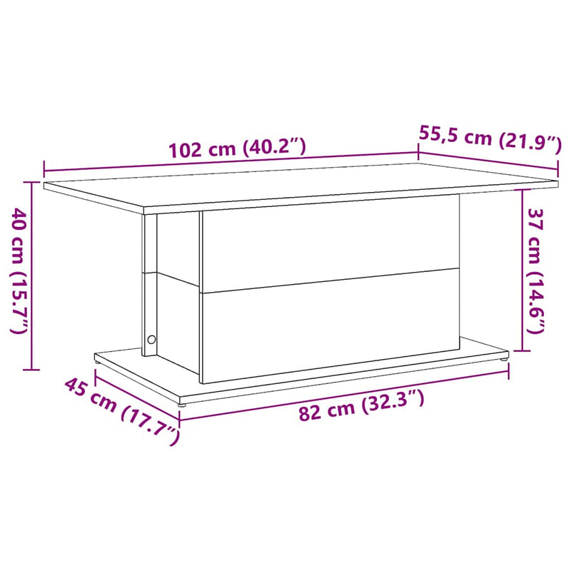 Couchtisch Artisan-Eiche 102x55,5x40 cm Holzwerkstoff