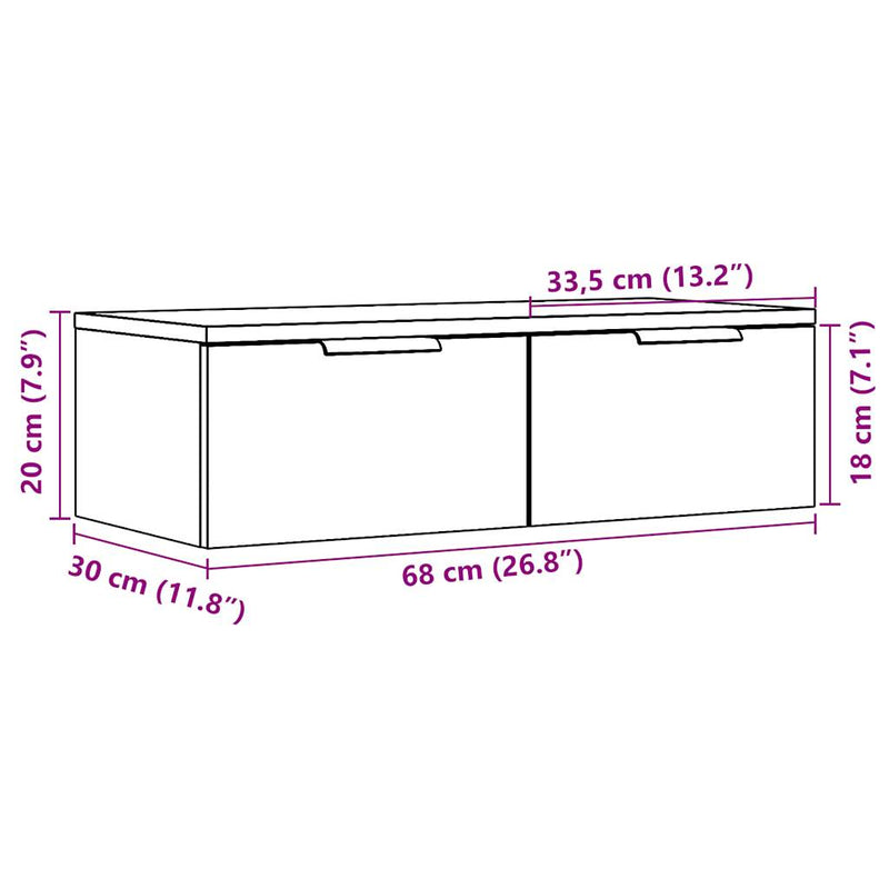 Wandschrank Altholz-Optik 68x30x20 cm Holzwerkstoff