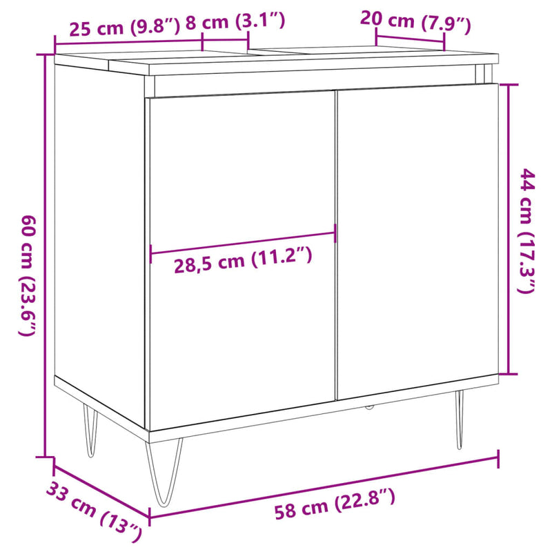 Badschrank Altholz-Optik 58x33x60 cm Holzwerkstoff