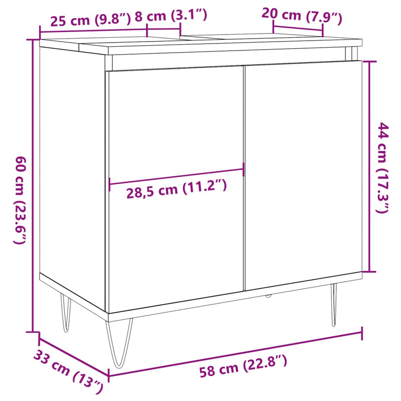 Badschrank Artisan-Eiche 58x33x60 cm Holzwerkstoff