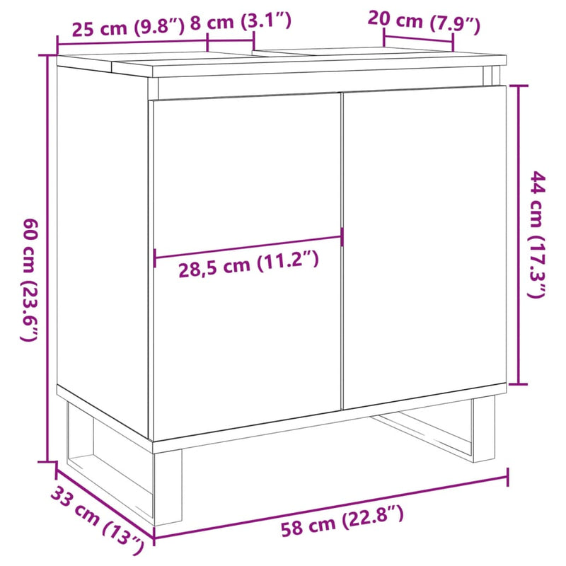 Badschrank Altholz-Optik 58x33x60 cm Holzwerkstoff