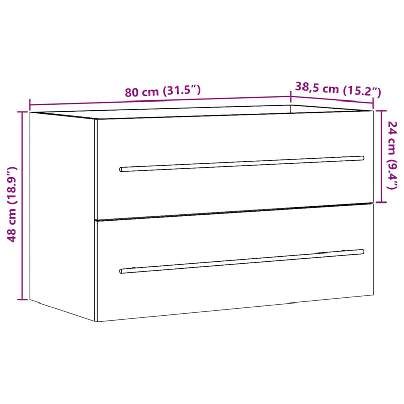 Waschbeckenunterschrank Artisan-Eiche 80x38,5x48 cm