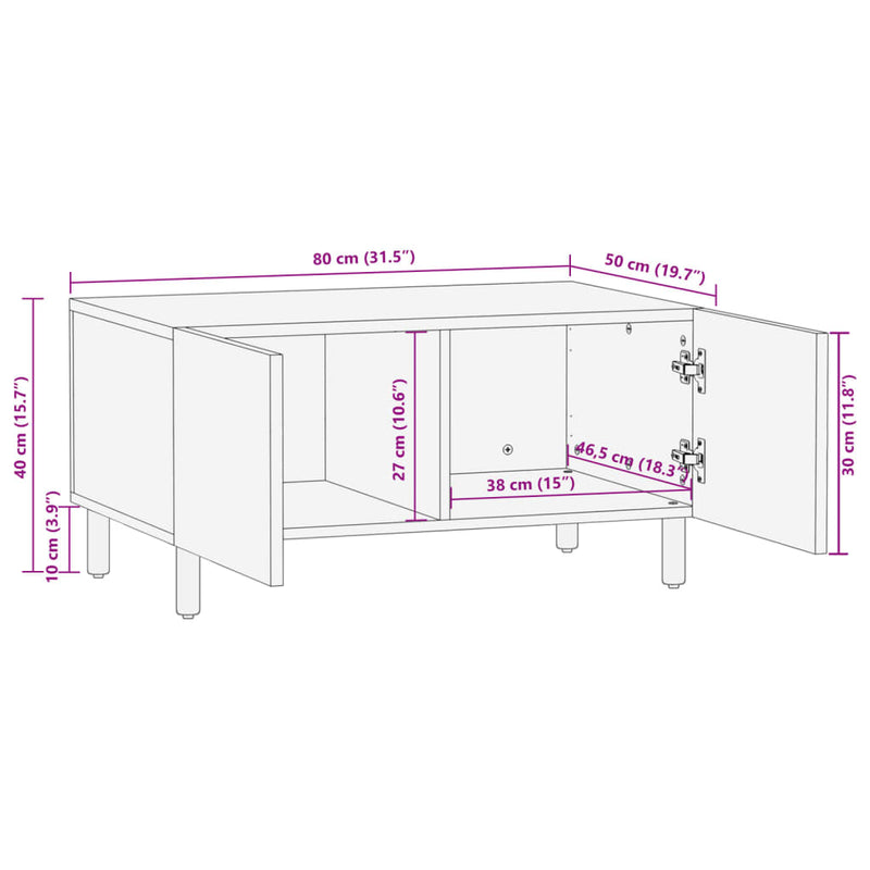 Couchtisch Schwarz 80x50x40 cm Holzwerkstoff