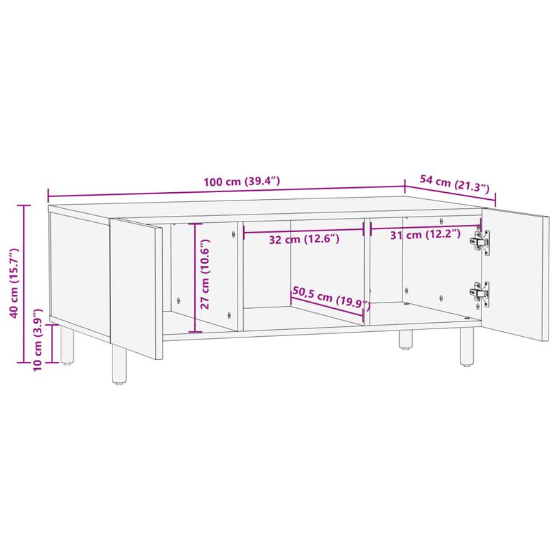 Couchtisch Schwarz 100x54x40 cm Holzwerkstoff