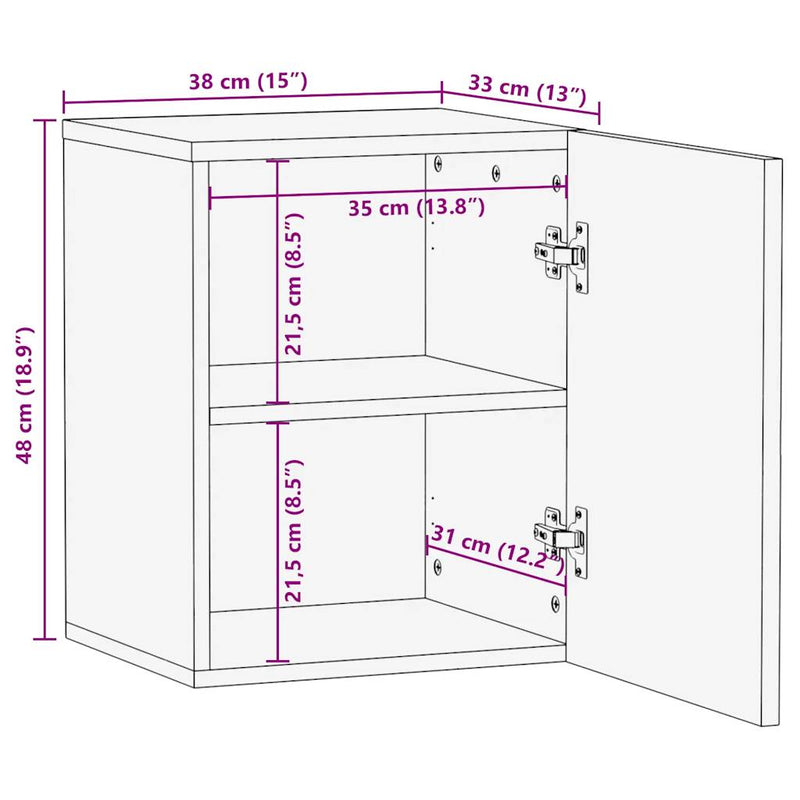 Bad-Hängeschrank Schwarz 38x33x48 cm Holzwerkstoff