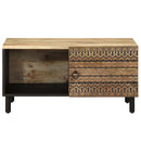 Couchtisch Schwarz 80X50X40 Cm Raues Mangoholz