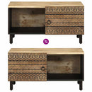 Couchtisch Schwarz 80X50X40 Cm Raues Mangoholz