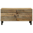 Couchtisch Schwarz 80X50X40 Cm Raues Mangoholz