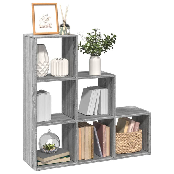 Raumteiler-Bücherregal 3 Etagen Grau Sonoma 99x29x99 cm