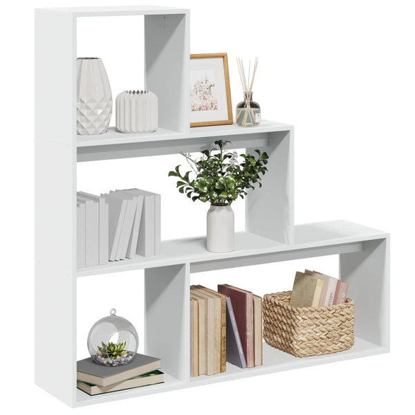 Raumteiler-Bücherregal 3 Stufen Weiß 123x29x123cm Holzwerkstoff