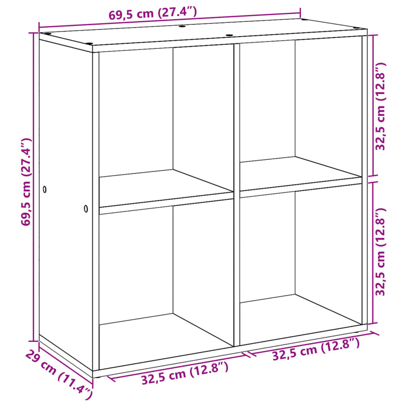 Raumteiler-Bücherregal Braun Eichen-Optik 69,5x29x69,5 cm