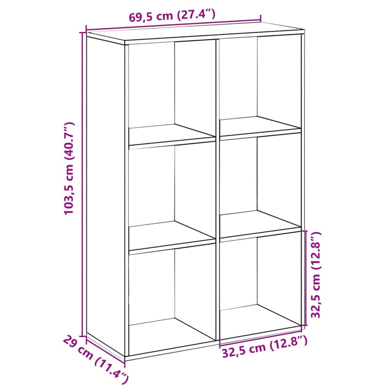 Raumteiler-Bücherregal Sonoma-Eiche 69,5x29x103,5 cm