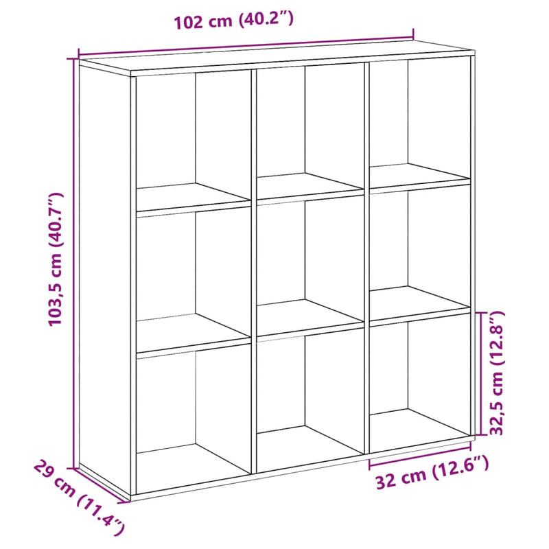 Raumteiler-Bücherregal Grau Sonoma 102x29x103,5 cm