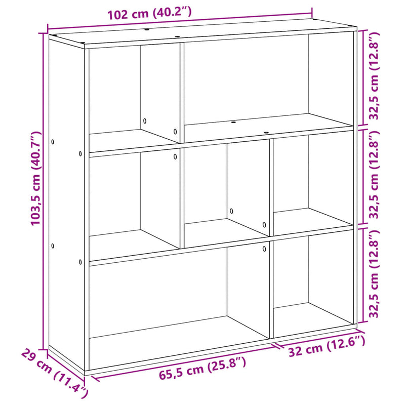 Raumteiler-Bücherregal Grau Sonoma 102x29x103,5 cm