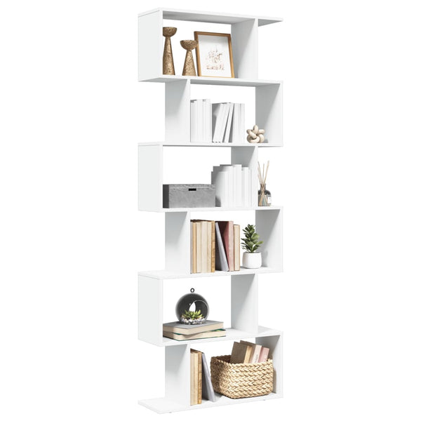 Raumteiler-Bücherregal 6 Etagen Weiß 70x24x193 cm Holzwerkstoff