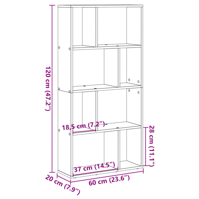 Bücherregal Weiß 60x20x120 cm Holzwerkstoff