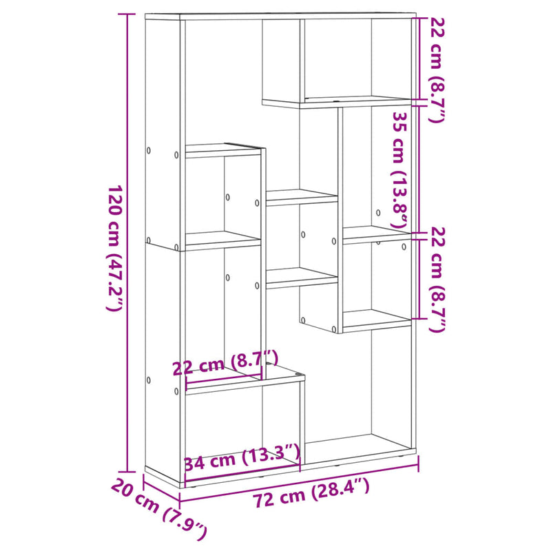 Bücherregal Sonoma-Eiche 72x20x120 cm Holzwerkstoff