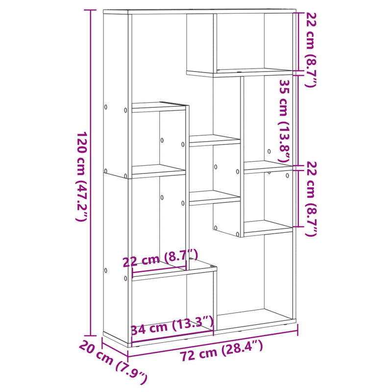 Bücherregal Räuchereiche 72x20x120 cm Holzwerkstoff