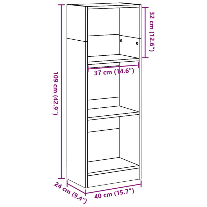 Bücherregal Schwarz 40x24x109 cm Holzwerkstoff