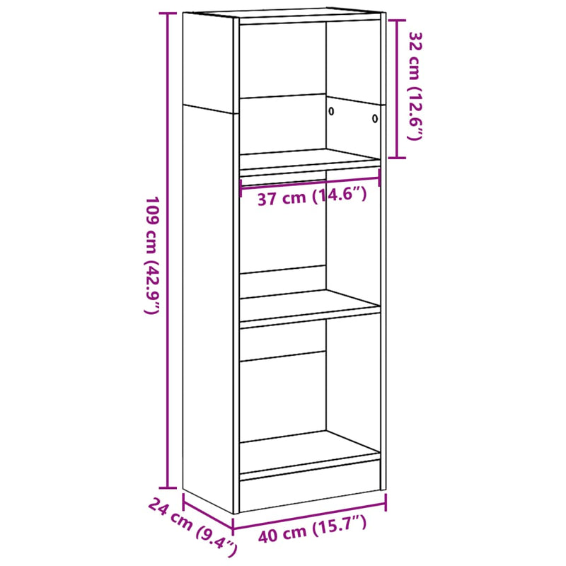 Bücherregal Sonoma-Eiche 40x24x109 cm Holzwerkstoff