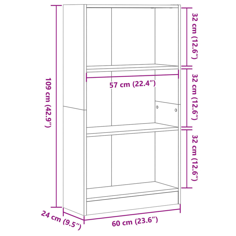 Bücherregal Altholz-Optik 60x24x109 cm Holzwerkstoff