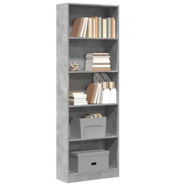 Bücherregal Betongrau 60x24x176 cm Holzwerkstoff