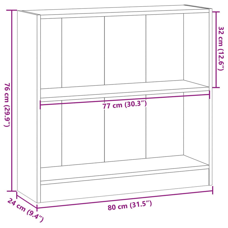 Bücherregal Artisan-Eiche 80x24x76cm Holzwerkstoff