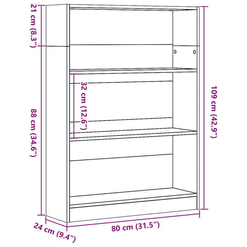 Bücherregal Sonoma-Eiche 80x24x109 cm Holzwerkstoff