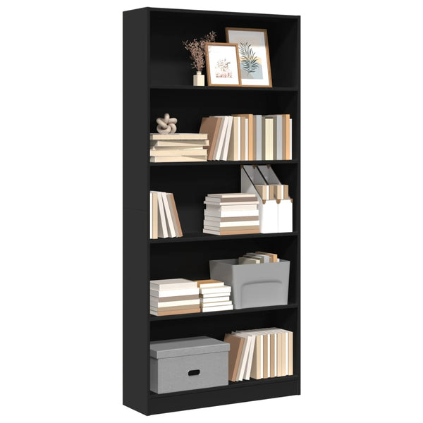 Bücherregal Schwarz 80x24x176 cm Holzwerkstoff