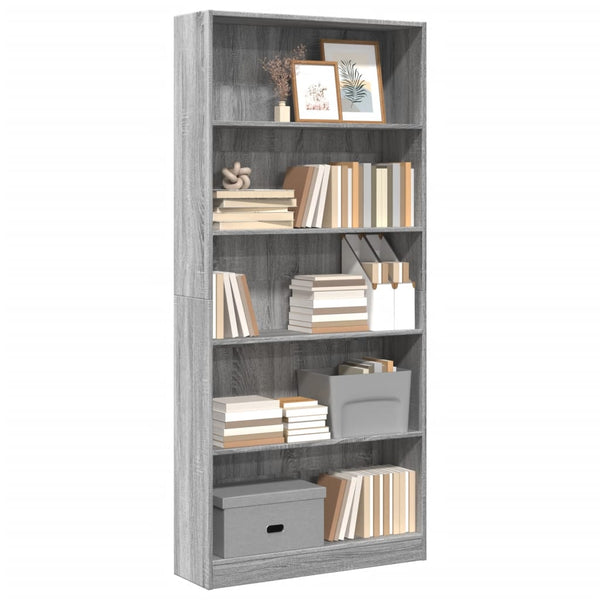 Bücherregal Grau Sonoma 80x24x176 cm Holzwerkstoff