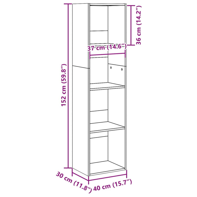 Bücherregal Sonoma-Eiche 40x30x152 cm Holzwerkstoff