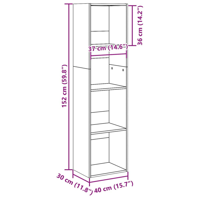 Bücherregal Grau Sonoma 40x30x152 cm Holzwerkstoff