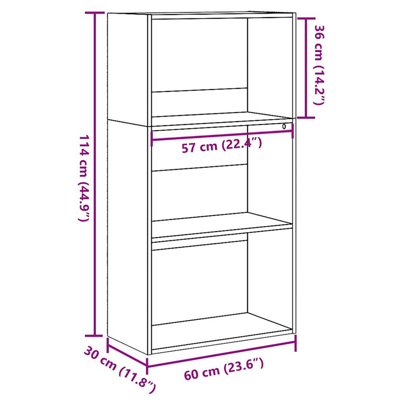 Bücherregal Sonoma-Eiche 60x30x114 cm Holzwerkstoff