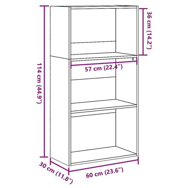 Bücherregal Grau Sonoma 60x30x114 cm Holzwerkstoff