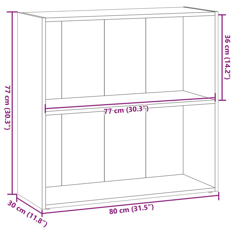 Bücherregal Räuchereiche 80x30x77 cm Holzwerkstoff