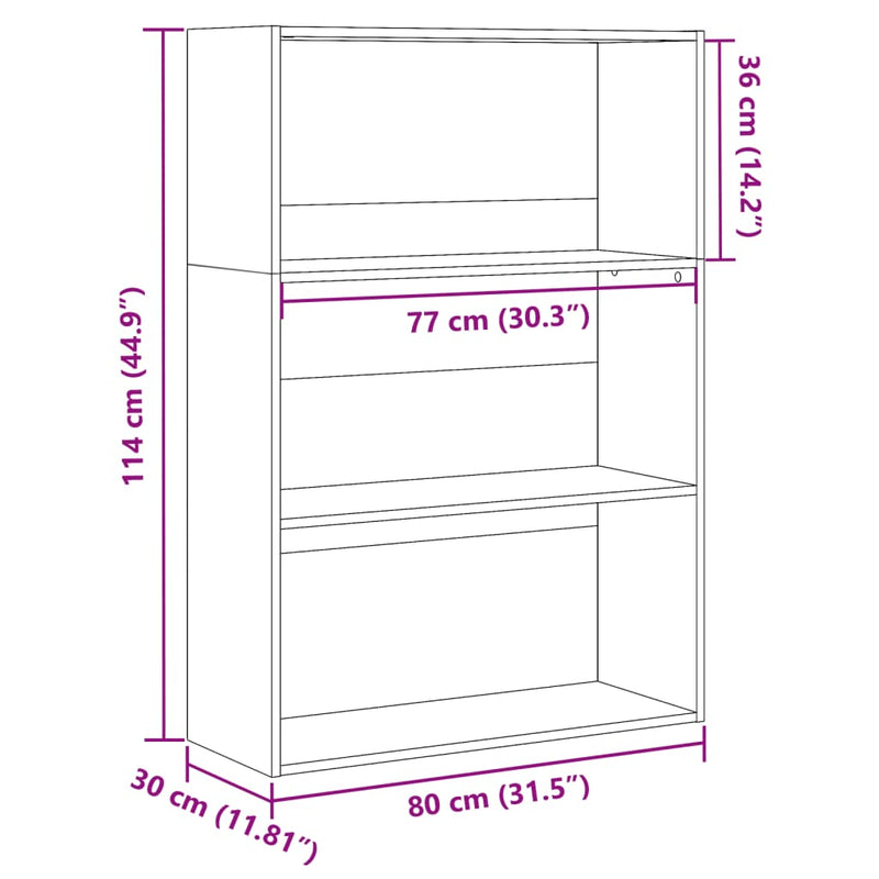 Bücherregal Betongrau 80x30x114 cm Holzwerkstoff