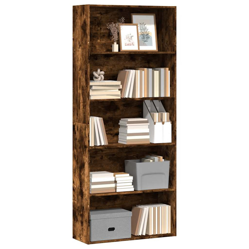 Bücherregal Räuchereiche 80x30x189 cm Holzwerkstoff