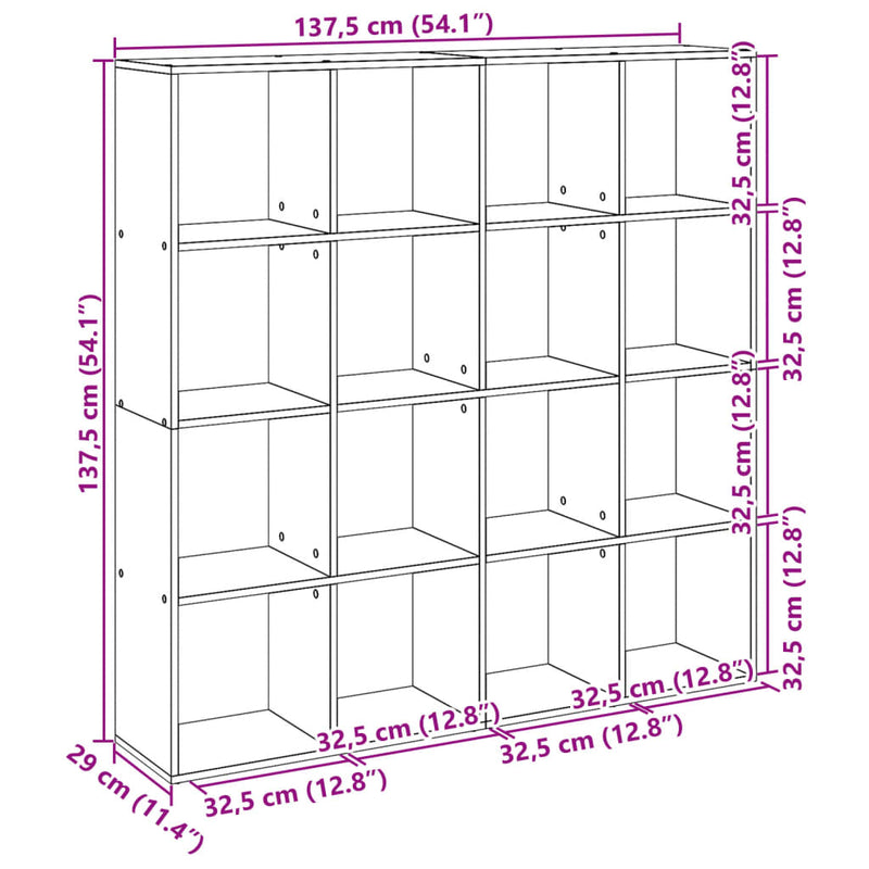 Bücherregal Weiß 137,5x29x137,5 cm Holzwerkstoff