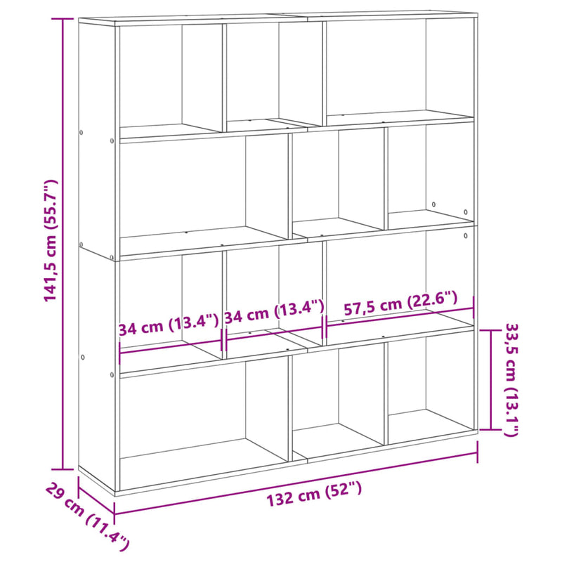 Bücherregal Schwarz 132x29x141,5 cm Holzwerkstoff