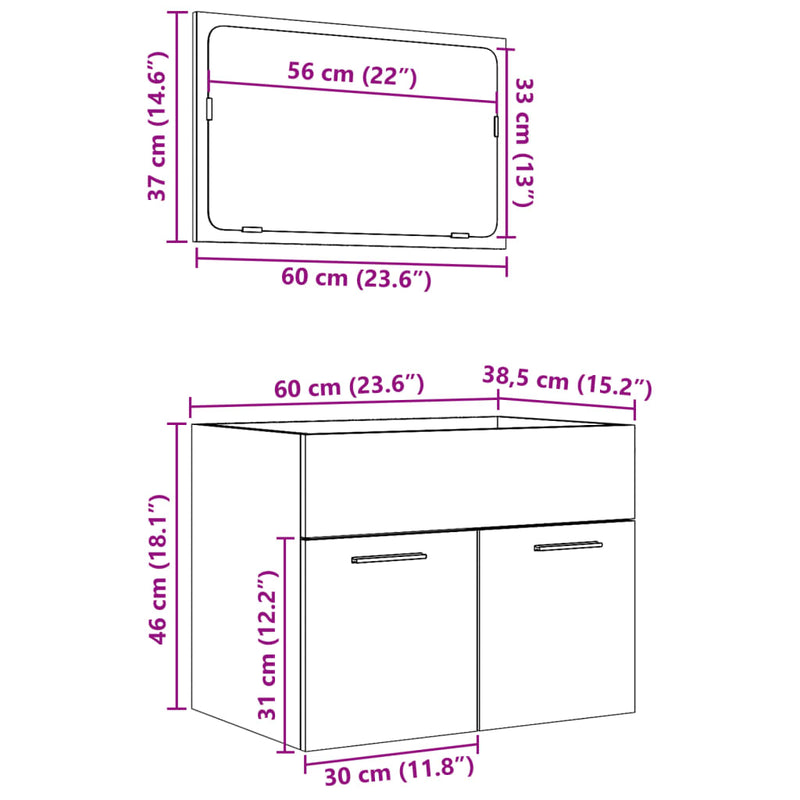 2-tlg. Badmöbel-Set Sonoma-Eiche Holzwerkstoff