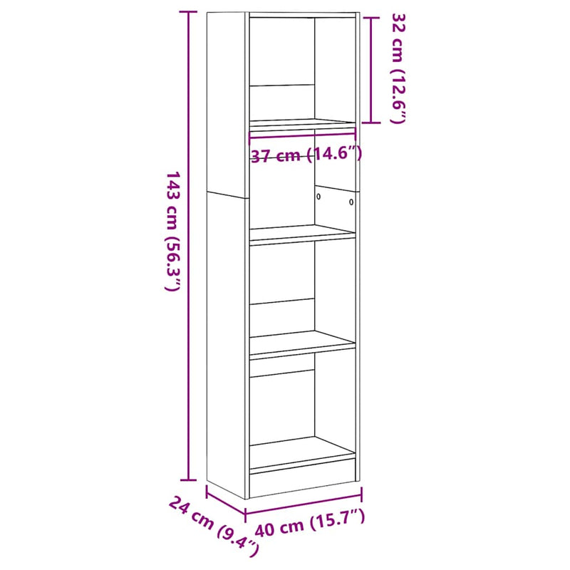 Bücherregal Hochglanz-Weiß 40x24x143 cm Holzwerkstoff