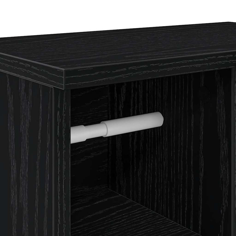 Badezimmerschrank mit Rollenhalter Schwarz 39x22x90 cm