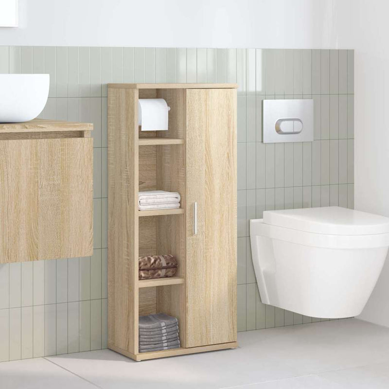 Badezimmerschrank mit Rollenhalter Sonoma-Eiche 39x22x90 cm