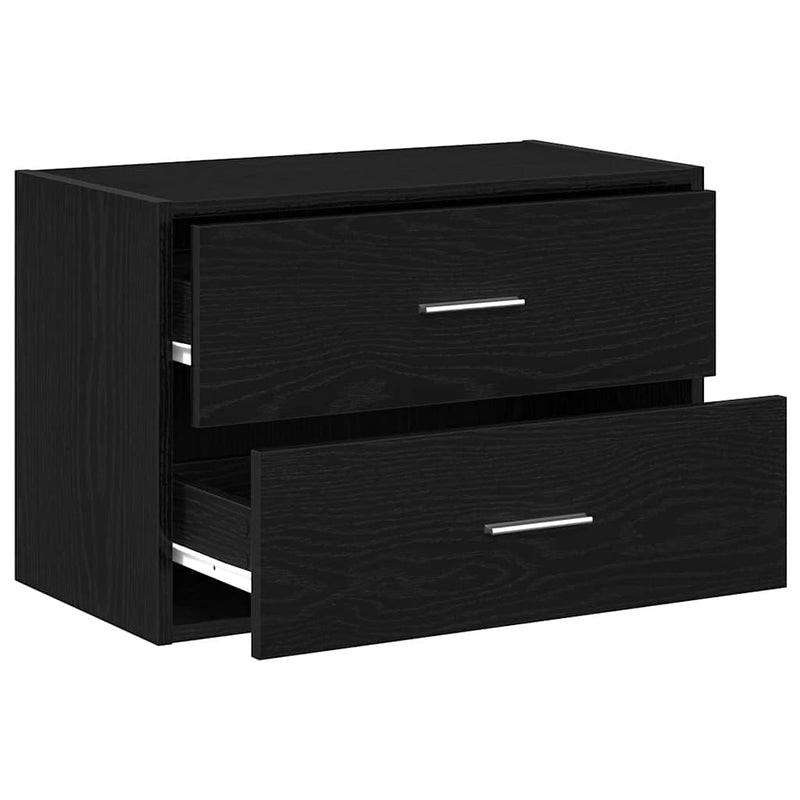 Schrank mit 2 Schubladen Schwarz Eichen-Optik 60x31x40 cm