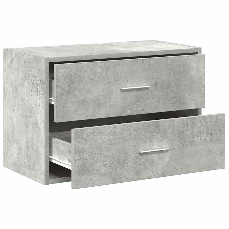 Schrank mit 2 Schubladen Betongrau 60x31x40 cm Holzwerkstoff