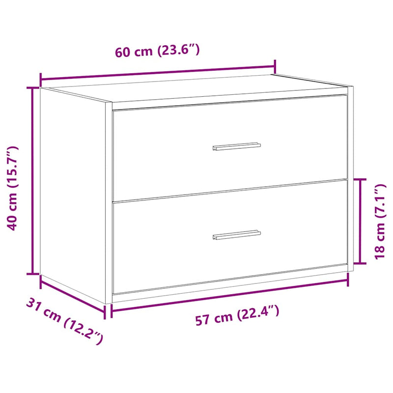 Schrank mit 2 Schubladen Räuchereiche 60x31x40 cm Holzwerkstoff